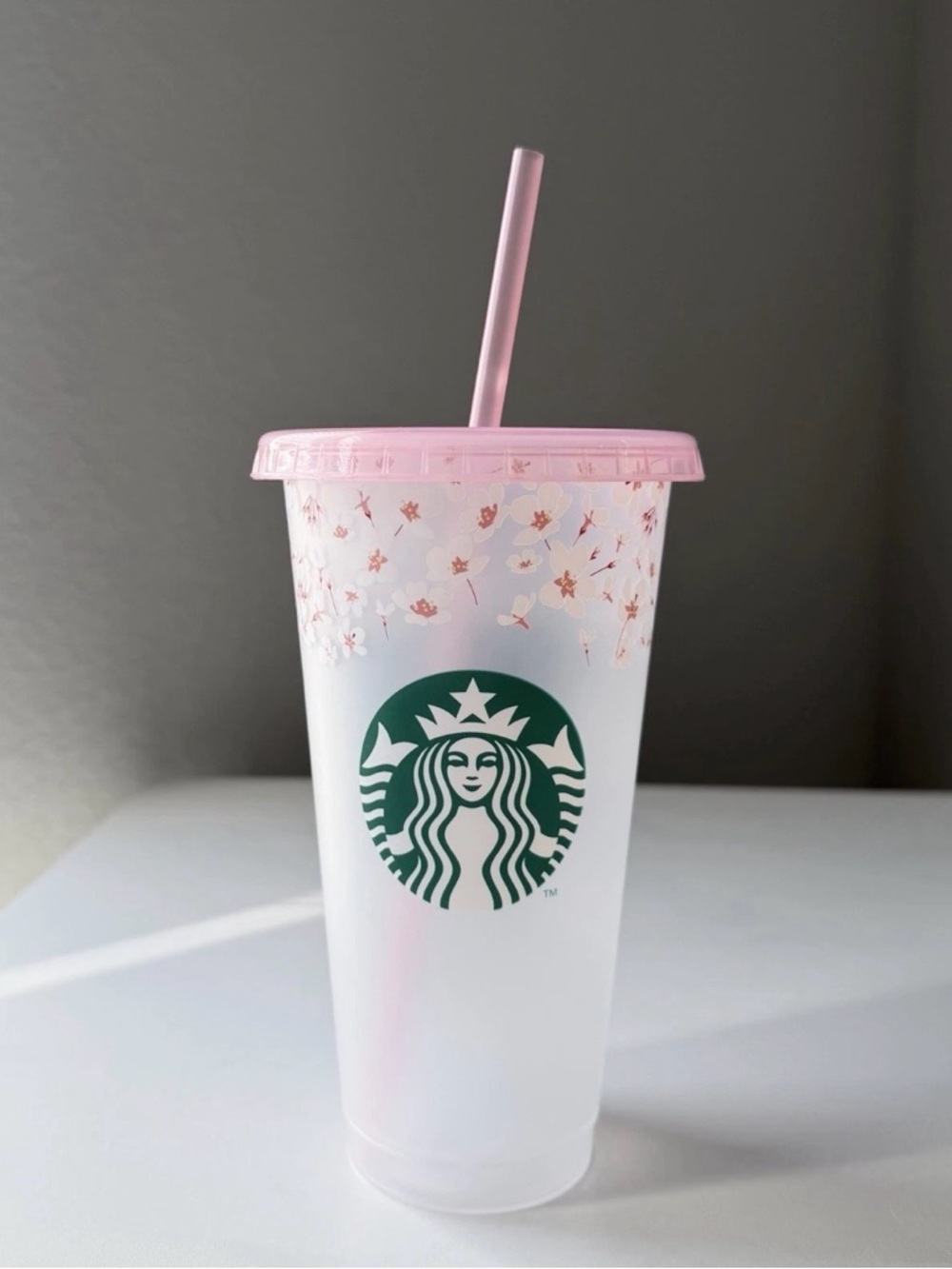 NEW! Starbucks Sakura Cherry Blossom Translucent Cold Plastic Cup 24oz Europe UK